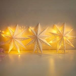 JINKEYULV Paper Star Lantern 2PCS Christmas Paper Stars Lantern 13.78 inch 9 Points Paper Star Lantern Hanging 3D Christmas Paper Star Hanging Star Foldable for Wedding Xmas White decoración navideña