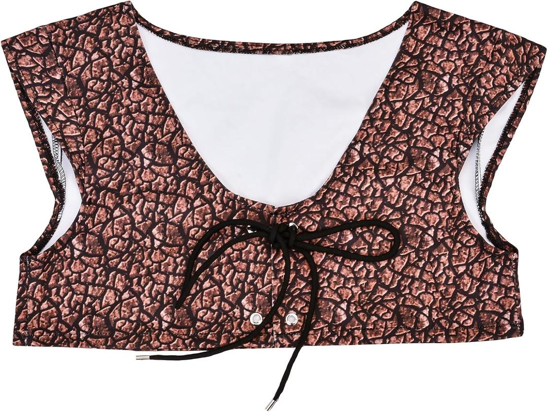 Halloween Costume Set with Brown Textured Vest, Green Character Ears Headband, Nose Piece, Adult Size (XX-Large)