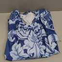 Women Long Sleeve Dress Cover Up Bohemian Floral Bathing Suit Beachwear Dress Lounge Dress Blue, XL