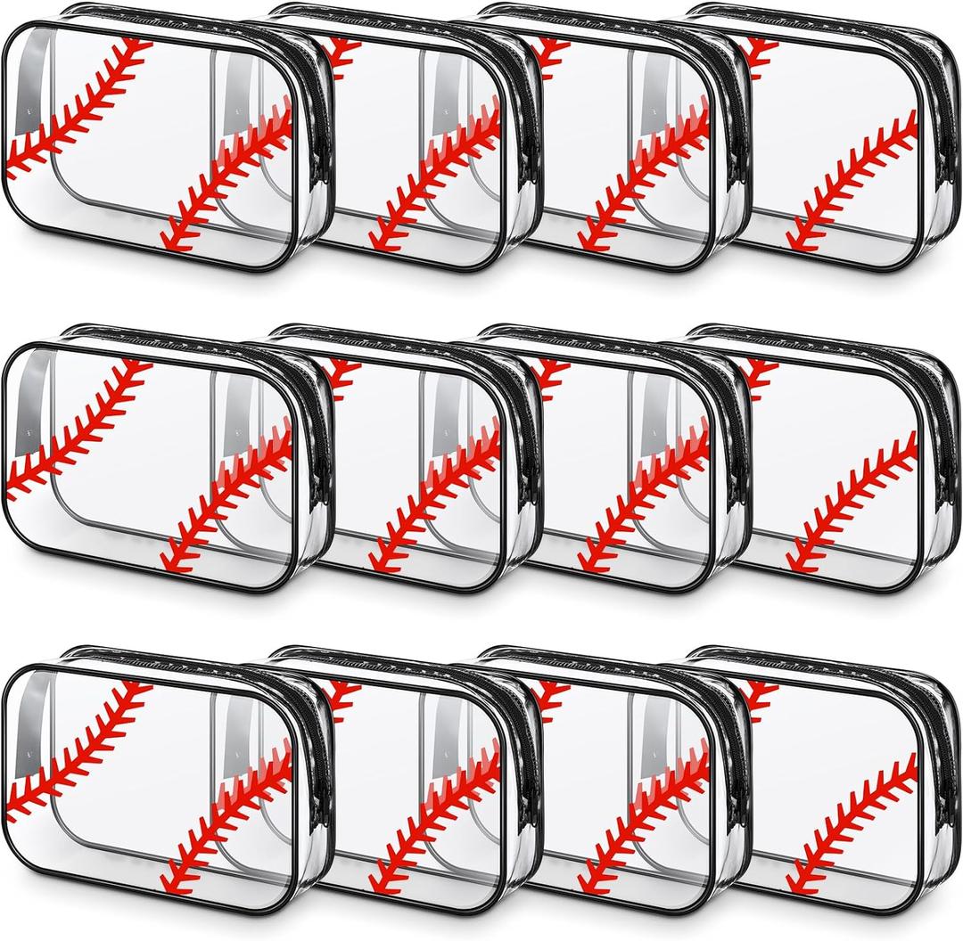 Abbylike 11 Pcs 7 x 4.7 x 2.4'' Cosmetic Bag Gifts Accessories for Makeup Bags PVC Cheer Case Clear Toiletry Zipper Pouch for Women Christmas Xmas (Baseball Theme)