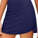 Tempt Me Women High Waisted Swim Skirt - Bathing Suit Bottoms Tummy Control Swimsuit Skirt with Pocket 2025 (Navy Blue)