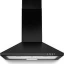 SNDOAS Range Hood 24 inch, 450 CFM Black Range Hood Wall Mount, Ducted/Ductless Convertible Kitchen Vent Hood, Chimney-Style Hood Vents for Kitchen with 3-speed, Push Button & Mesh Filters
