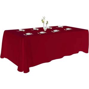 Urby Extra Large Table Cloths. 8+ft Rectangle Tables That Seats 8-10 Person, Ideal for Events Like Banquet, Weddings and Restaurants. Machine Washable Reuseable. Burgundy. 90x132in.