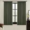 MIULEE Olive Green Pinch Pleated 100% Blackout Linen Curtains for Bedroom, Room Darkening Memory Trained Dark Green Window Curtains 63 inches Long for Living Room, Black Out Pleat Drapes, 2 Panels