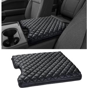 Thickened Center Console Armrest Cover for Ford F150 F250 F350 F450 2015-2024 Accessories, PU Leather Middle Console Protective Cover, Arm Rest Box Lid Cushion, Only with 40/20/40 Jump Seat