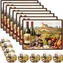 16 Sets Cork Placemats with Coasters Include Cork Backing Table Mats and Round Coasters Placemats Set for Kitchen Dinner Table Setting Supplies, 12 x 16 Inch