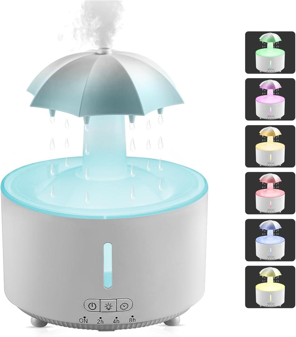 Missfly 300ml Cloud Shape Cool Mist Humidifier Diffuser, 360 Rotatable, Quiet Auto Safety Shutoff, Easy Refill Home Bedroom Office (White)