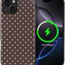 for iPhone 14/13 Case for Women Girl Men Boy, Compatible with MagSafe, Shockproof Soft Silicone & Hard PC Shell Protective Case for iPhone 14/13 - Brown & Pink Polka Dot Cute