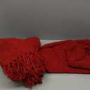 Homiest Decorative Knitted Throw Blanket with Fringe Soft & Cozy Tassel Blanket for Couch Sofa Bed (Red, 50"x60")