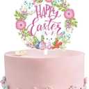 Easter Cake Topper Featuring Easter Eggs Bees Bunnies and Carrots Spring Cake Decorations Suitable for Easter Themed Birthday Party Supplies
