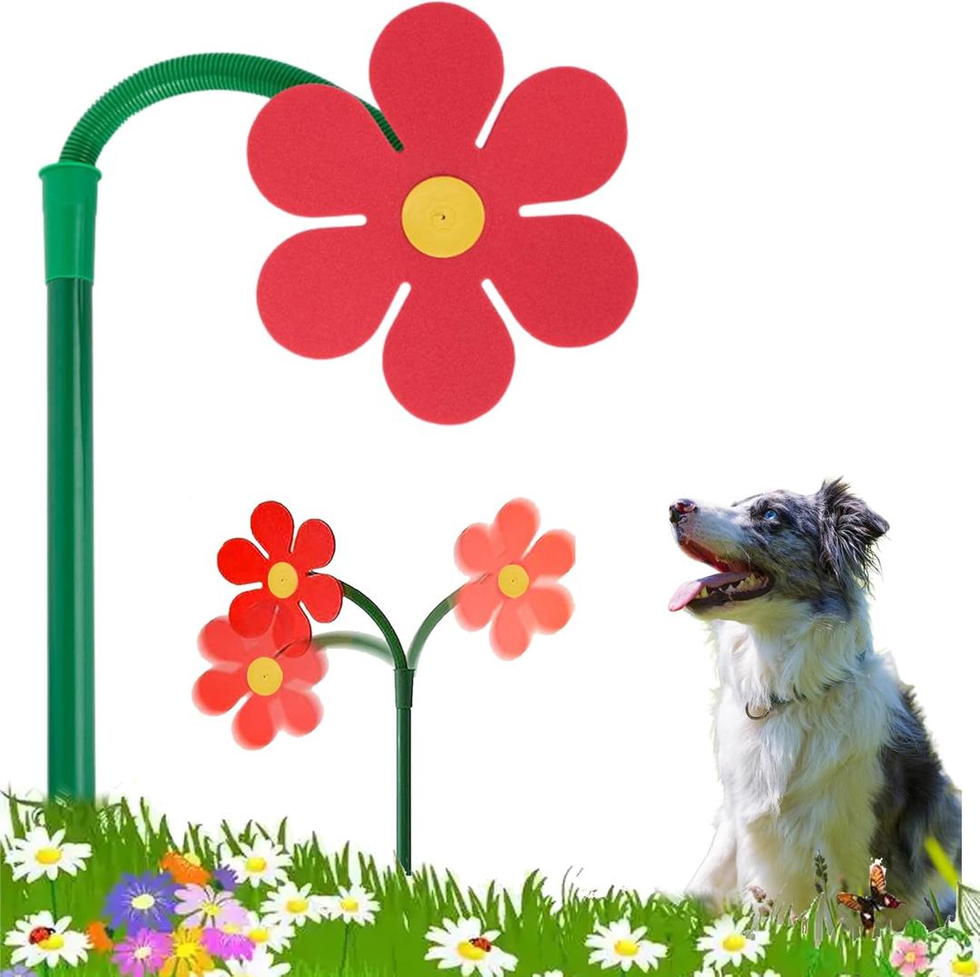Crazy Daisy Sprinkler, Funny Sunflower Water Sprinkler for Lawn Garden Yard Watering, Crazy Dancing Daisy Water Sprinklers for Dogs Outdoor Play - Red