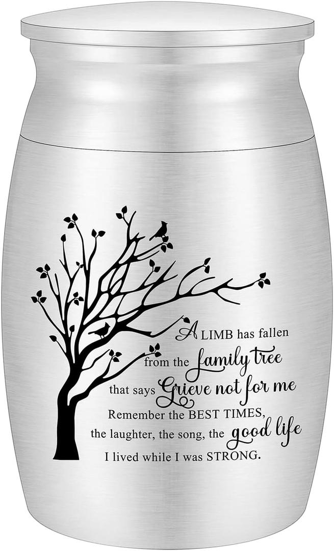 3 Inches Small Urn for Ashes Tree of Life Aluminum Mini Urn for Ashes Cremation Keepsake for Human Ashes Memorial Ashes Holder for Women Men