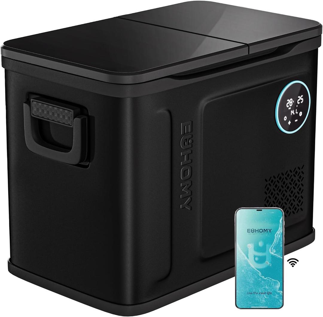 EUHOMY 12 Volt Refrigerator, 48QT Dual Zone Electric Cooler APP Control, Car Refrigerator with 12/24V DC 110-240V AC, Car Fridge -4~68, Portable Freezer Aluminum Interior for Camping,Trip,Home,Truck