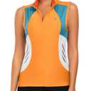 Little Donkey Andy Women's Half Zip Breathable Cycling Vests Reflective Sleeveless Jerseys Shirts Running 4 Rear Pockets Orange S (S)
