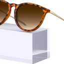 STGATN Vintage Round Sunglasses for Women Polarized UV Protection, Trendy Retro Designer Style ST028 (1. Matte Tortoises Frame Gradient Brown Lens)