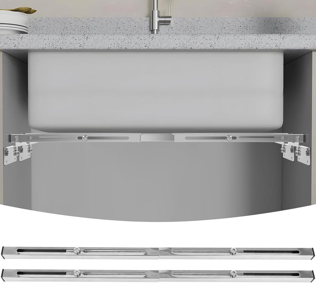 2 Packs Undermount Sink Brackets, Heavy Duty Stainless Steel Sink Support Installation Kit, 28-39.8in Adjustable Undermount Sinks Repair Parts Kit for Kitchen Bathroom RV