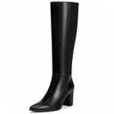 Vipost 3.35-inch Pointed Toe Knee High Boots for Women, Chunky Block Heel Tall Boots for Women with Side Zipper, Long Fall Winter Boot 2025, Size 7,5