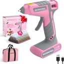 WORKPRO Cordless Hot Glue Gun, 7.2V Glue Gun with 50 Pcs Premium Mini Glue Sticks and Storage Bag, 2600mAh Type-C Rechargeable, Dual-Temp Hot Glue Gun Kit for DIY, Crafting and Arts, Pink