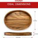 Oval Wood Ottoman Tray, 20 x 14.9 Inch Decorative Serving Tray for Coffee Table, Large Brown Wooden Tray for Living Room, Bedroom and Home Decor