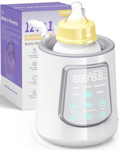 12 in 1 Fast Baby Bottle Warmer with Even Heating No Hot Spots, Night Mode, Sterili-zing,Constant Temp Milk Warmer for Breastmilk & Formula, Fits All Bottles Lt-Gray