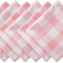 DII Buffalo Check Collection, Classic Farmhouse Cloth Napkin Set, 20x20, Pink & White, 6 Piece