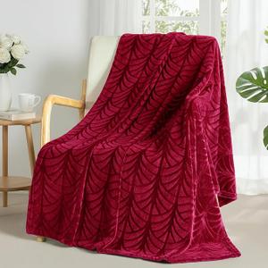 Flannel Fleece Throw Blanket for Couch, Soft Fluffy Velvet Sofa Blanket with Decorative Vintage Pattern for All Season, Warm and Lightweight, 86x92 Inch