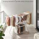 SONGMICS Clothes Drying Rack, with Sock Clips, Metal Laundry Rack, Foldable, Space-Saving, Free-Standing Airer, with 2 Height-Adjustable Gullwings, Indoor Outdoor Use, Silver and White ULLR052W01