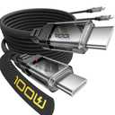 JSAUX 100W USB C to USB C Cable (2-Pack, 6.6ft), Type C Charge Cord Fast Charging Compatible with Nintendo Switch 2 iPhone 16 Pro Max Samsung Galaxy S25 S24 MacBook iPad Air Pro Carplay -Crystal Black