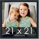 Poster Palooza 21x21 Contemporary Black Wood Picture Square Frame - Picture Frame Includes UV Acrylic, Foam Board Backing, & Hanging Hardware