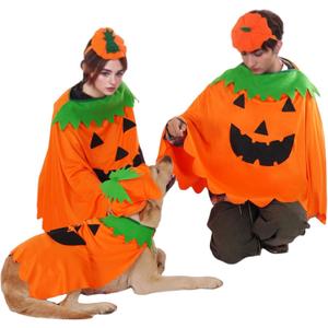 FLAdorepet Matching Dog and Owner Clothes with Hat, Family Couple Matching Outfits with Dog, Halloween Cat Pumpkin Costume for Pet/Women/Me, Pet and Owner Matching Outfits are Sold Separately, Human (Only Human One Size (For Human))