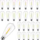 25-Pack ST40 E17 LED Bulbs, Shatterproof Plastic Replacement Bulbs for Outdoor String Lights (E17 Base ONLY, Not E12/E26), Vintage Edison Dimmable 0.6W 2700K Warm White Patio Light Bulb