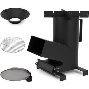 3-in-1 Camp Rocket Stove with 14.5" Cooking Grate, 18" Griddle and Cooktop, Portable Wood Burning Camping Stove for Patio Backyard RV Tailgating Trailer Tents Hiking, GS302