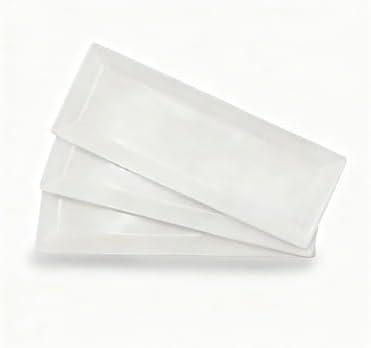 Porlien 14-inch White Porcelain Serving Platters for Party, Wedding and Entertaining, Rectangular Serving Plates Set of 3, Serving Tray for Dinner, Appetizers and Desserts