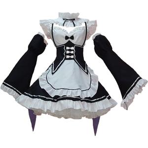 Ainiel Valentines Day Outfit Women Anime Cosplay Lolita Fancy Dress Maid Dress With Socks Headwear Sets (X-Large, Black)