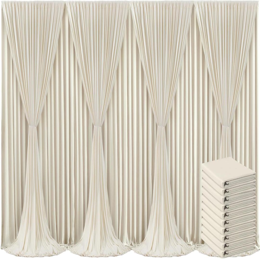 10 Panels Beige Backdrop Curtain for Baby Shower Wrinkle Free 50ft x 10ft Backdrop Drapes Panels for Parties Wedding Bridal Shower Birthday Photo Photography Fabric Background Decoration