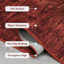 RUGSREAL 8x10 Washable Rug for Living Room Non-Slip Modern Abstract Area Rug Stain Resistant Large Bedroom Rug Contemporary Accent Throw Floor Carpet Solid Rug for Dining Room Home Decor, Red