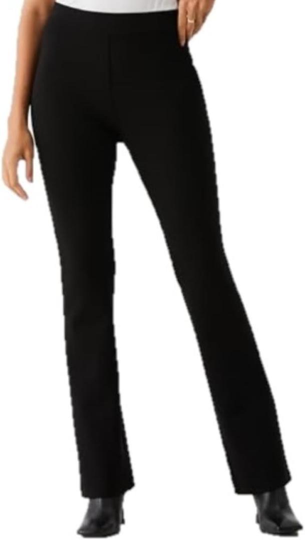 Rafaella Women's 30" Petite Bootcut Pull-On Pant, Stretch Ponte Knit Fabric, Classic Fit, Versatile Work Slacks (Black)