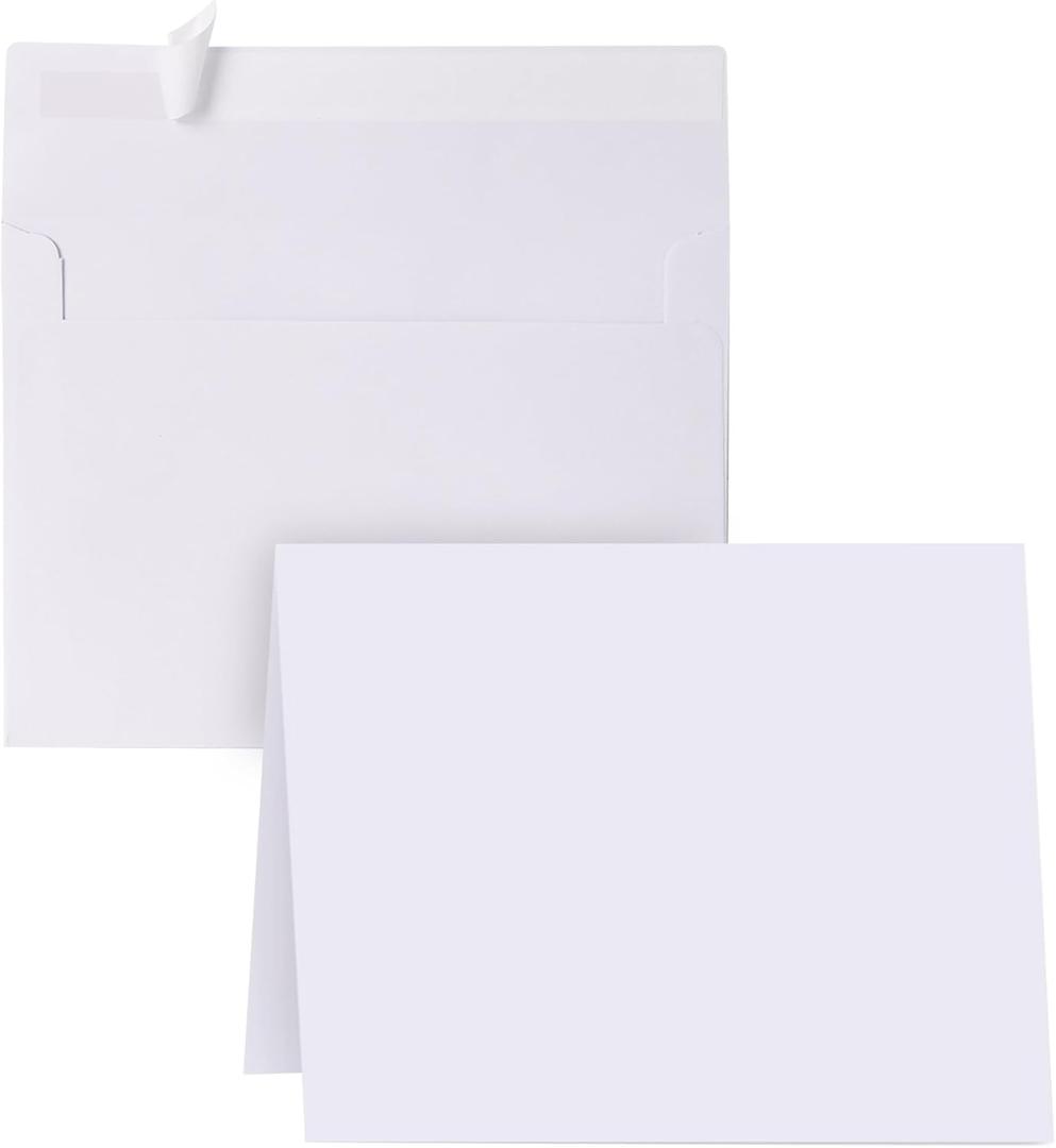Blank Cards and Envelopes 4x6, 30 Pack White Invitation Card Stock with 30 Pack A4 Size, Self-Seal Thank you Blank Greeting Cards with Envelopes for All Occasion DIY, Print Custom
