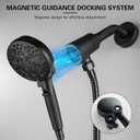 LIWEIKE Matte Black 3 Handle Tub Shower Faucet, 3 Knob Shower Tub Faucet Set with with 10 Setting with Magnetic Handheld Head Three Handle Tub and Shower Faucet Set