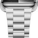 iiteeology Lightweight Stainless Steel Band Designed for Apple Watch Series 1-11, 42mm, 41mm, 40mm, 38mm, SE2&SE3, Replacement iWatch Bands for Women,Silver