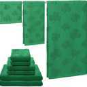 Peryiter 3 Pack Cotton St. Patrick's Day Bath Towels Set Green Clover Towels for Bathroom, Soft and Absorbent, Contains 1 Bath Cloth and 2 Washcloths