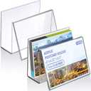 Vicenpal Clear Acrylic Postcard Holder Business Card Holder Greeting Card Display Clear Business Card Stand Rack for Index Card Organizer Desk Table Home Office School, 6 x 4.25 x 4.5 Inches (2 Pcs)