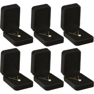 LETURE 6 Pieces Velvet Jewelry Gift Boxes for Necklace Pendant Bracelet Ring Earring, Jewelry Storage Display Case for Christmas Wedding Engagement Birthday Anniversary (Pendant Box STYLE-6PCS)