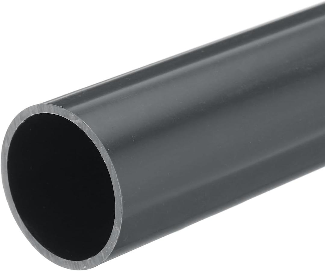 MECCANIXITY 1.5 Inch PVC Rigid Tube Round Pipe Tubing Hardware Tubing 34.2mm ID 38mm OD 330mm/13" Dark Grey High Impact for Water Pipe