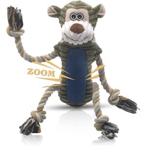 BUYPOW Funny Plush Dog Chew Toys, Squeaky Dog Toys, Interactive Tug of War Puppy Toys, Stuffed Dog Toys for Small, Medium and Large Dogs - Monkey