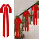 Aneco 12 Pieces Large Red Velvet Christmas Bows 35 x 16 Inch Christmas Swag Bow Pre Tied Fence Staircase Wreath Bows Holiday Tree Topper for Xmas Home Door Outdoor Decorations