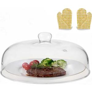 12 inch Glass Microwave Splatter Cover for Food,5 inch Tall BPA-Free Non Toxic Non Plastic Microwave Lid Guard