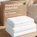 Extra Thick Heavyweight Queen Size, Embroidery Sheet Set - Light Blue