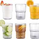 Ribbed Glassesware 14 Oz Ripple Drinking Glasses Iced Coffee Glasses Glass Cup Set Of 6 Vintage Drinking Glasses Water Glasses Fluted Glassware Cocktail Glass Cute Glass Cups