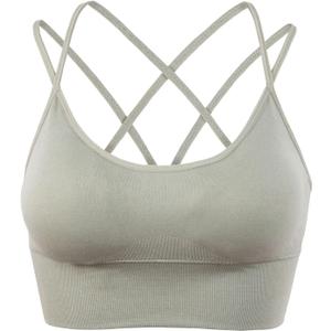 GQABXKDQO Women's Criss Cross Sports Bra Back Seamless Medium Support Yoga Bra Running Workout Tank Tops Bralette(Green, Medium)